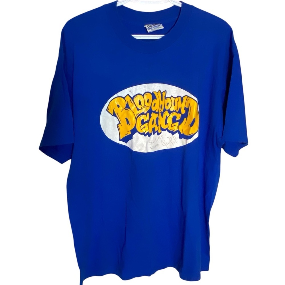BLOODHOUND GANG Signed 1997 Vintage Jimmy Pop Cobalt Blue Band T-Shirt Rare XL